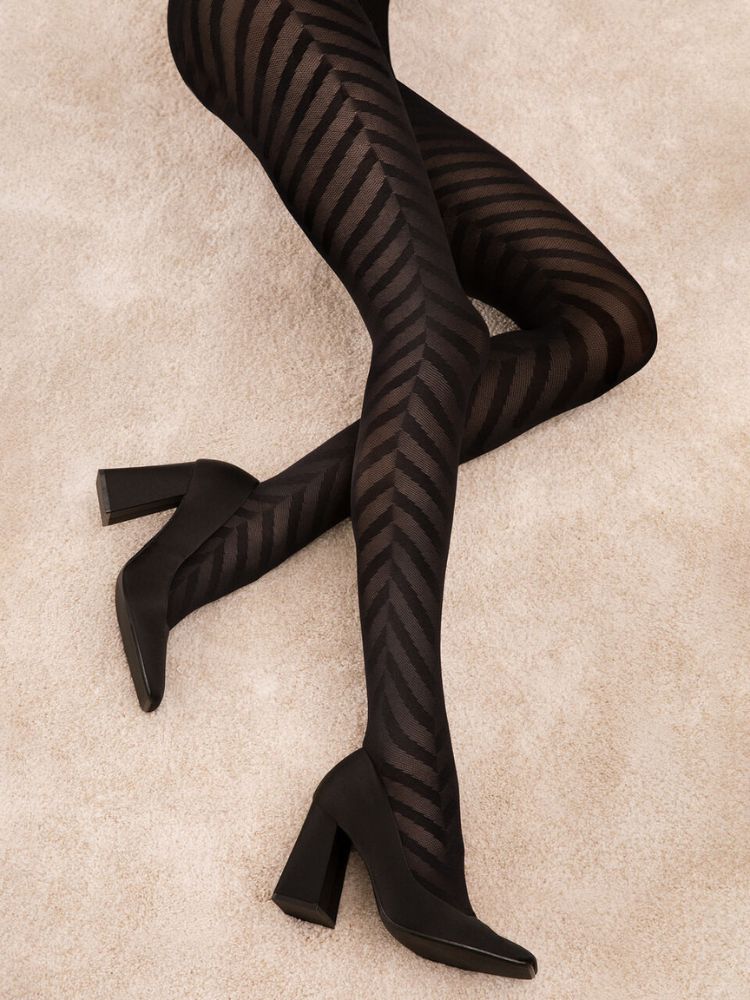 Womens Striped Print Footed  Tights by Fiore