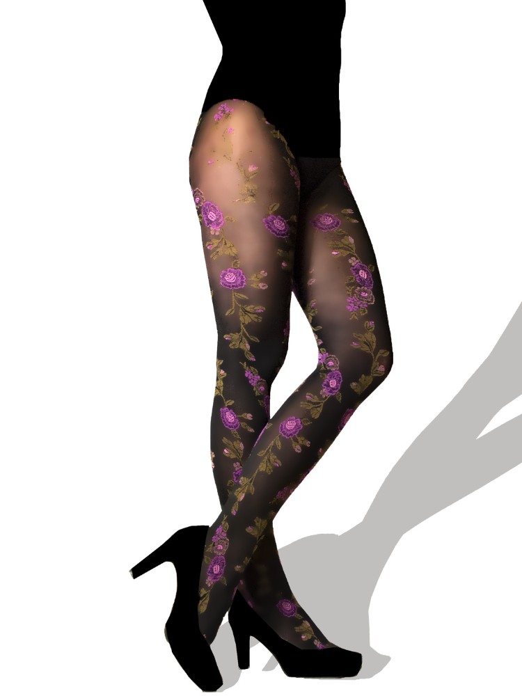Womens Floral Print Footed  Tights by Cecilia De Rafael