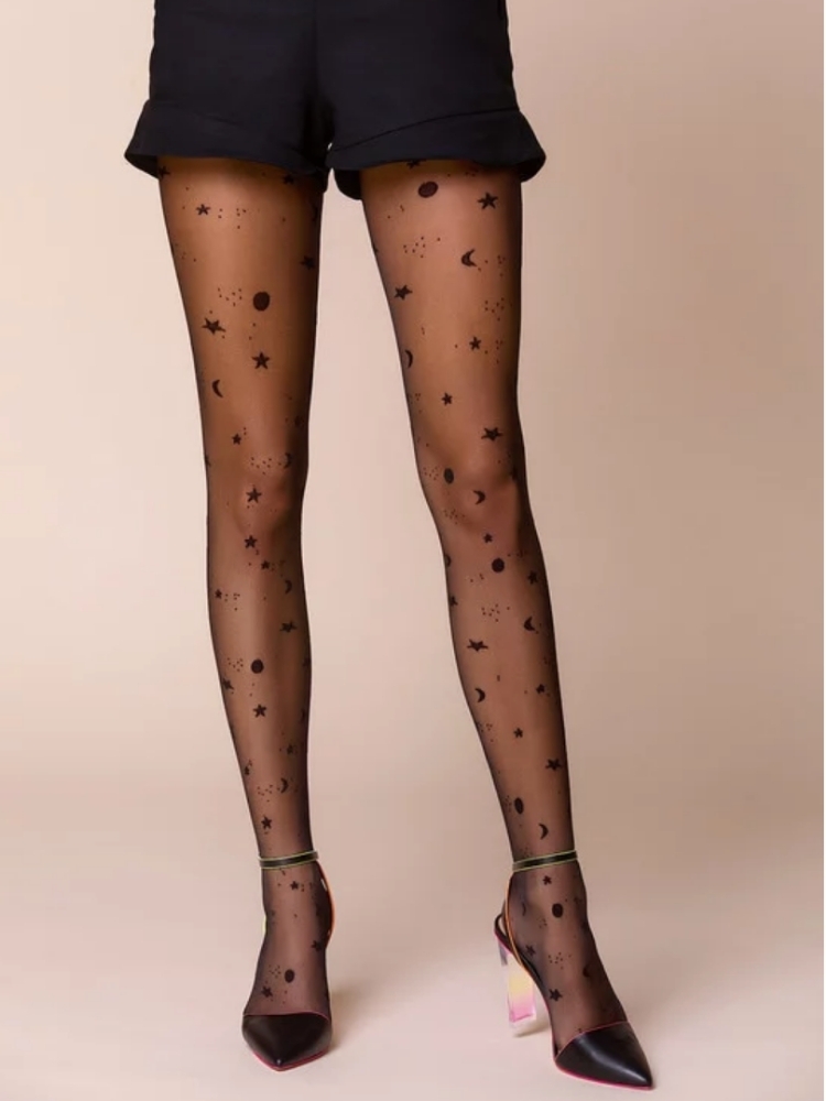 Star Pattern Fishnet Tights In Black - Epic Party Tights