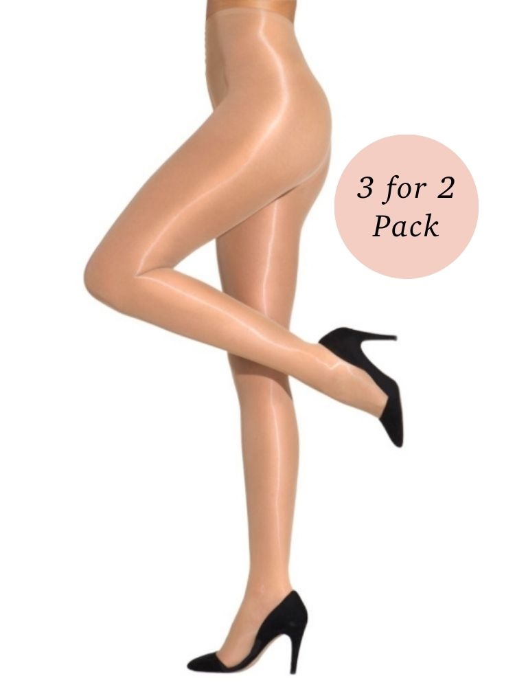 Cecilia De Rafael Cristal Crotchless Tights - Glänzende Strumpfhose Ohne Schritt (XL, Moreno)