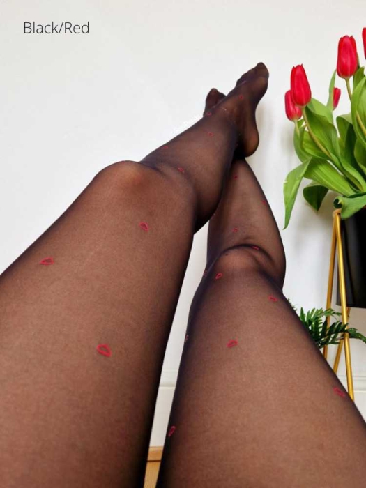 Heart Pattern Tights with 20 Denier Base