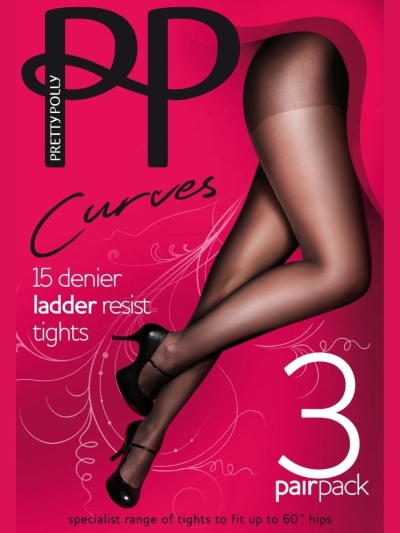 Pretty Polly Ladder Resist Sheer Curve Tights 3 Pair Pack