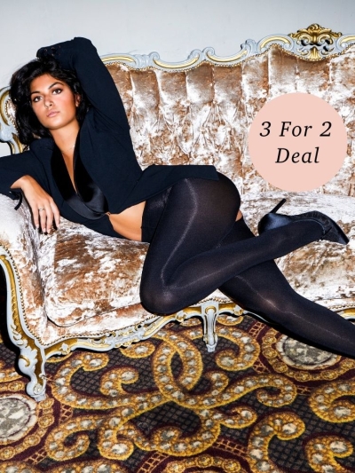  Miss Naughty 100 Denier Blackout Crotchless Tights 3 for 2