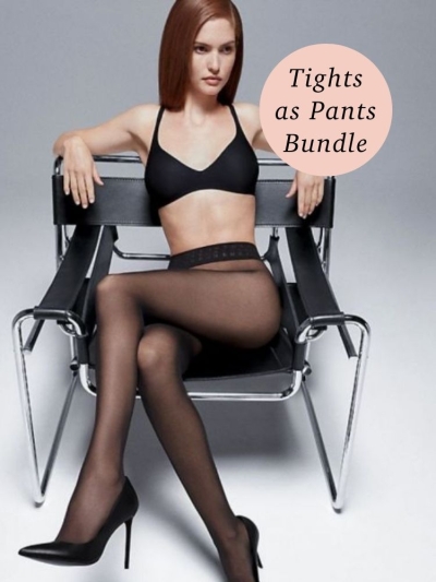  Wolford Fatal 50 Seamless Tights with Black Ambra Shorts Bundle