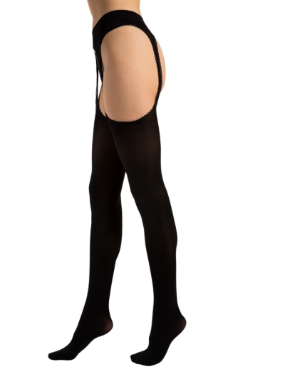 Fiore Diavola Opaque Strip Panty Suspender Tights