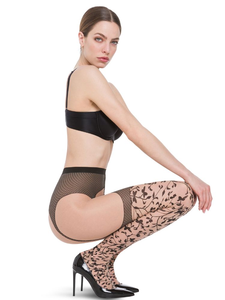 Womens Suspender Floral Print Footed  Tights by Wolford
