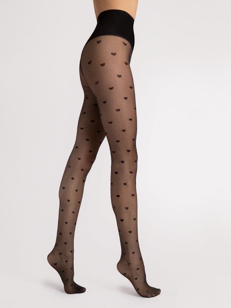 Womens Heart Patterned Footed  Tights by Fiore