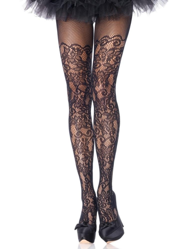 Floral Net Over The Knee Tights