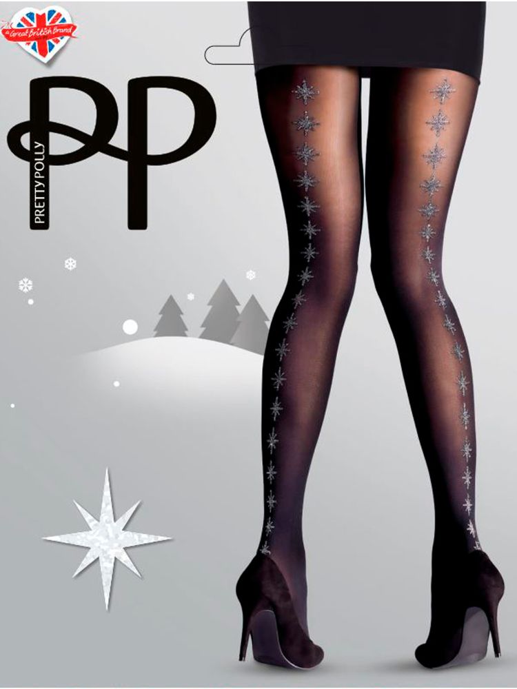Womens Back Seamed Star Print Footed  Tights by Pretty Polly