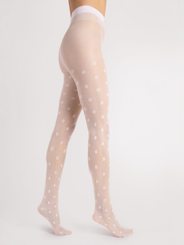 Womens Patterned Floral Print Footed  Tights by Fiore
