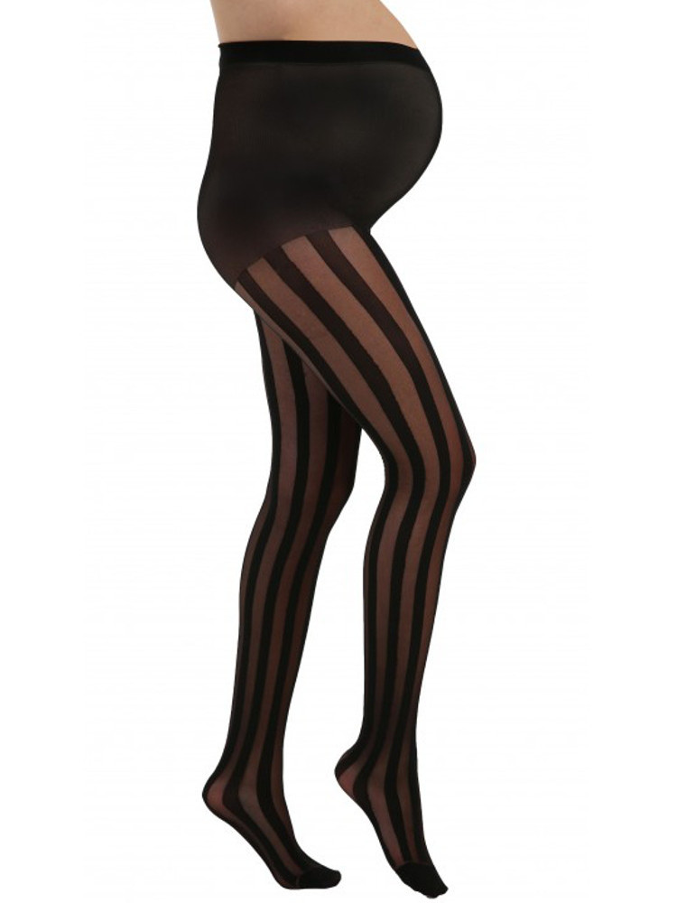 Sheer Maternity Striped Print Footed Tights by Pamela Mann